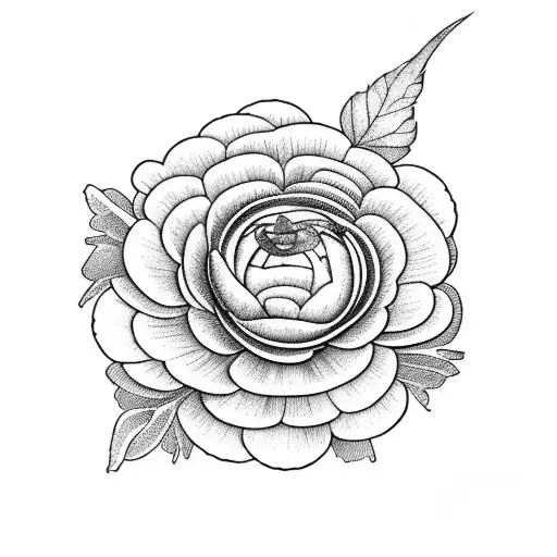 Ranuculus and a frog tattoo design idea