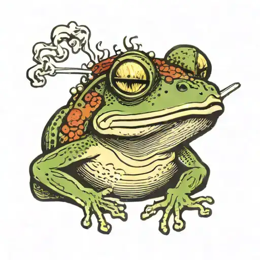 frog smoking cigarette being consumed tattoo design idea