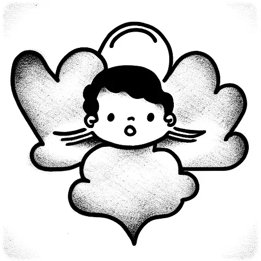 cute baby angel on a cloud tattoo design idea