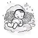 cute baby angel on a cloud sleeping tattoo design idea