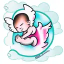 cute baby angel on a cloud sleeping tattoo design idea