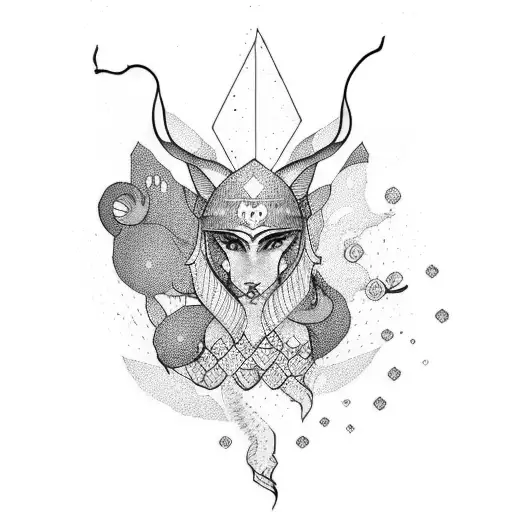 iranian mythology minimalistic tattoo design idea