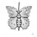 A black and white moth. A green ribbon and the serotonin chemical structure  tattoo design idea
