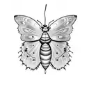 A black and white moth. A green ribbon and the serotonin chemical structure  tattoo design idea