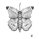 A black and white moth. A green ribbon and the serotonin chemical structure  tattoo design idea