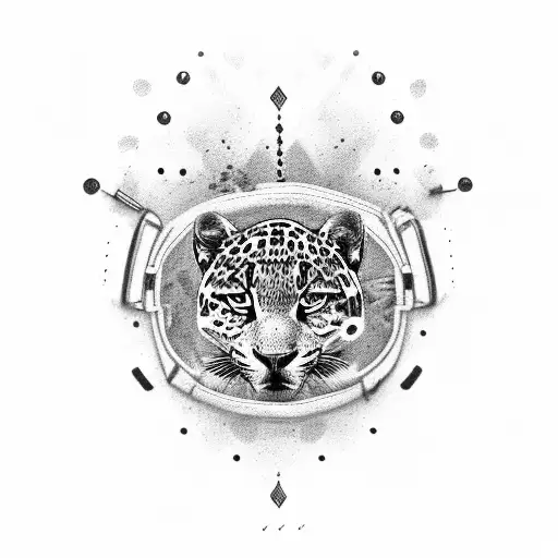 aggressive bloody jaguar with fear nothing but God in writing around it tattoo design idea