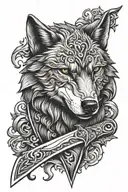 Wolf Knife blade decorated tattoo design idea