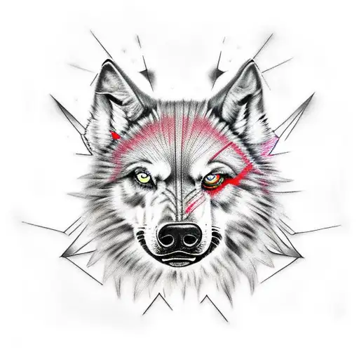 lobo con chica tattoo design idea