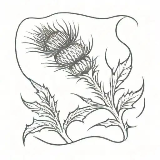 thistle with tooled leather square negative space tattoo design idea