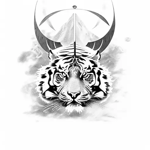 tiger, sword, eagle, rose, scale, justice tattoo design idea