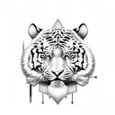 tiger, sword, eagle, rose, scale, justice tattoo design idea