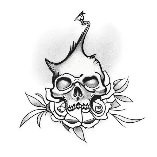 morbid Cardinal with flower coming out of it tattoo design idea