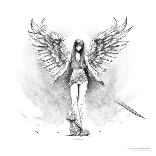 fallen angel tattoo design idea