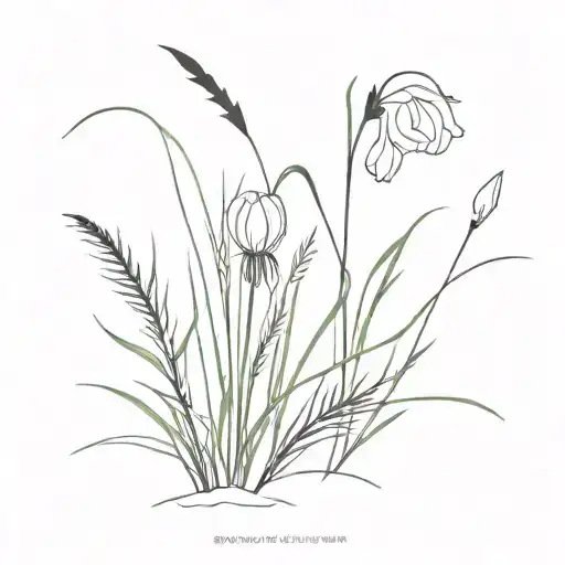 black coastal dune grass with bulb sprigs tattoo design idea