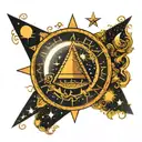 scorpio star sign stars moon pyramids sun moon tattoo design idea