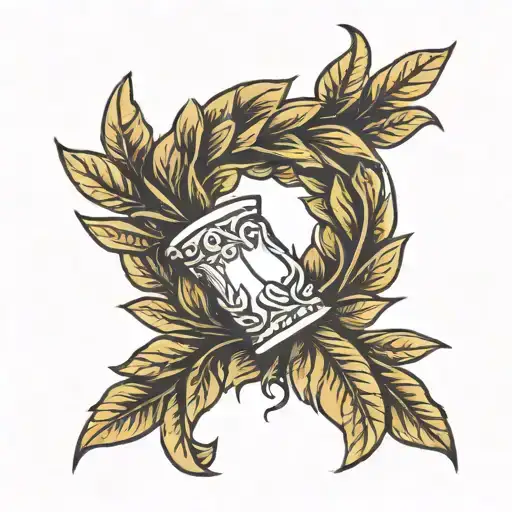 a laurel wreath wrapped around a mans forearm going up to the bicep tattoo design idea