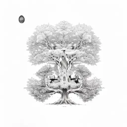 holy trinity and tree tattoo design idea