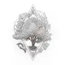 holy trinity and tree tattoo design idea