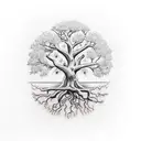 holy trinity and tree tattoo design idea