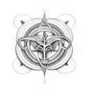 holy trinity and tree tattoo design idea