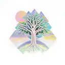 holy trinity and tree tattoo design idea