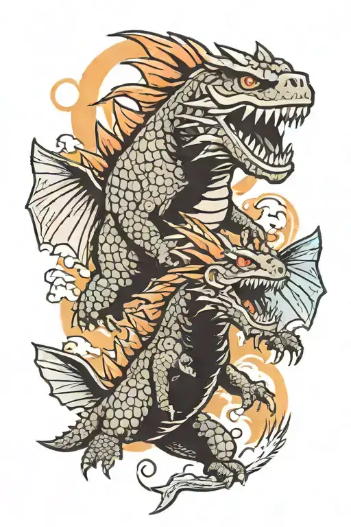godzilla vs mothra tattoo design idea