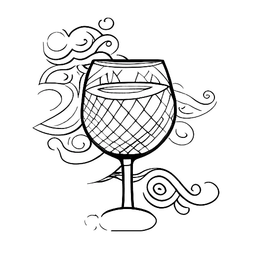wine glass tattoo design idea