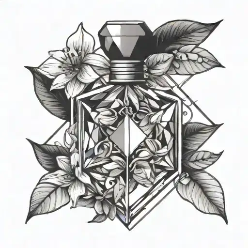jasmine and perfume bottle tattoo design idea