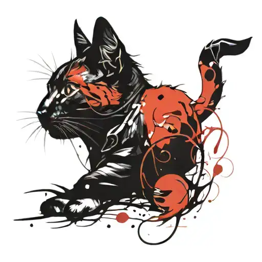 cat curled tattoo design idea