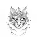 gatos de corpo inteiro com flores tattoo design idea
