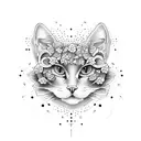 gatos de corpo inteiro com flores tattoo design idea