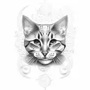 gatos de corpo inteiro com flores tattoo design idea