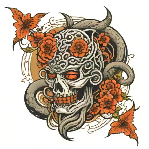 Life and and death and eternity tattoo design idea