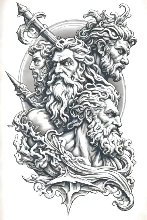 zeus and poseidon tattoo design idea