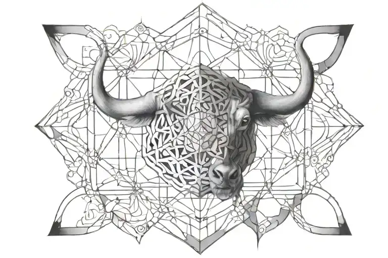 Incorporate spiritual symbolism and geometric patterns into a Metatron cube tattoo inspired by the client's love for Taurus tattoo design idea