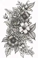 sketch march may june august november birth flower bouquet  tattoo design idea