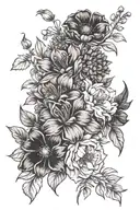 sketch march may june august november birth flower bouquet  tattoo design idea