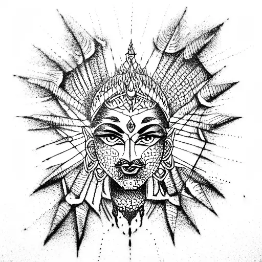indian, dark, pain, hindu, Mahābhārata, theyyam tattoo design idea