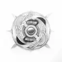 Yin and Yang in steampunk style tattoo design idea