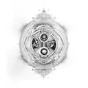 Yin and Yang in steampunk style tattoo design idea