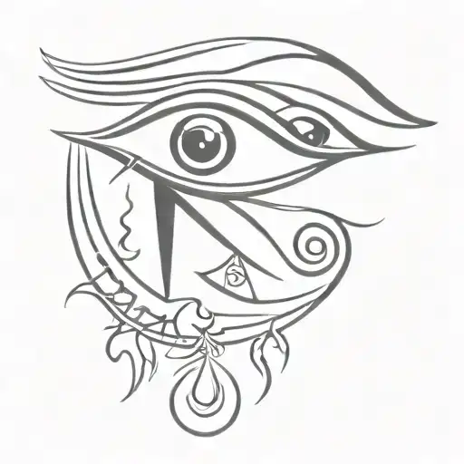 eye of horus and evil eye symbol integrated tattoo design idea