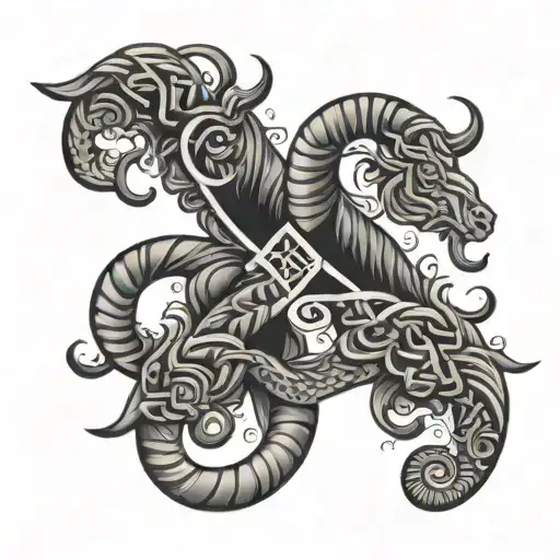 Gemini sign, Aries sign, cancer sign intertwined tattoo design idea