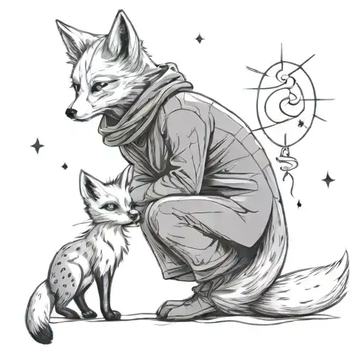 the little prince and the fox one piece tattoo design idea
