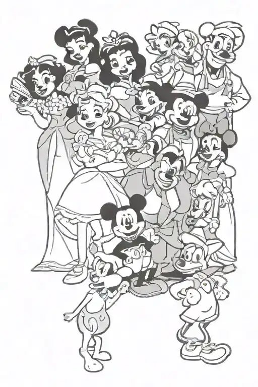 disney characters tattoo design idea