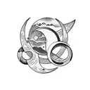 Lyra constellation and crescent moon tattoo design idea