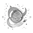Lyra constellation and crescent moon tattoo design idea