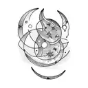 Lyra constellation and crescent moon tattoo design idea