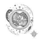 Lyra constellation and crescent moon tattoo design idea