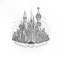 Emerald City from wizard of oz simple small outline tattoo design idea