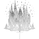Emerald City from wizard of oz simple small outline tattoo design idea